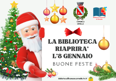 Biblioteca chiusura Natale 2024